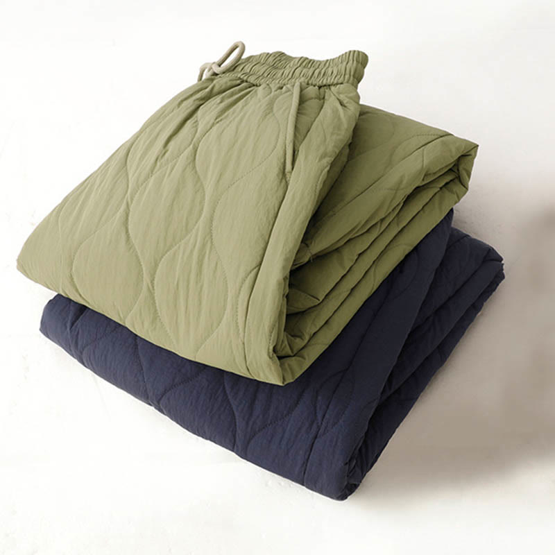 Pantalon thermique épais à poches, ourlet élastique uni, cordon de serrage, motif Buddha Stones pour femme - image 24