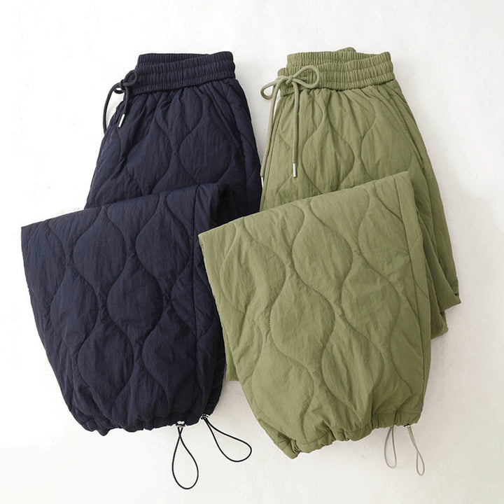 Pantalon thermique épais à poches, ourlet élastique uni, cordon de serrage, motif Buddha Stones pour femme - image 22