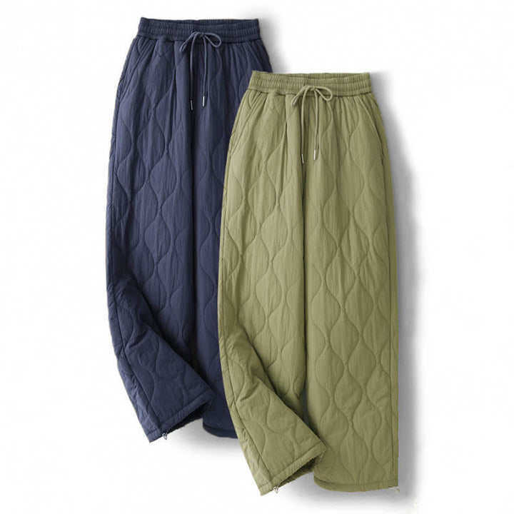 Pantalon thermique épais à poches, ourlet élastique uni, cordon de serrage, motif Buddha Stones pour femme - image 0