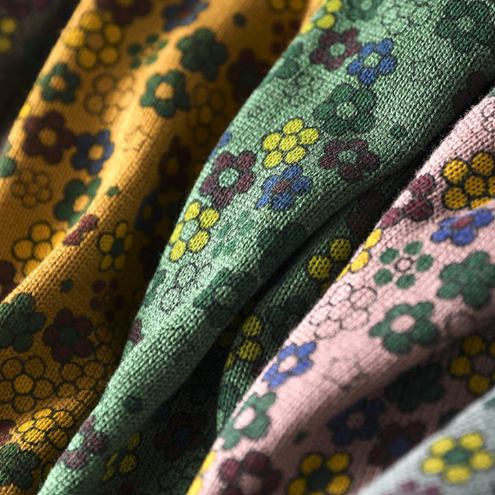 Pull à manches longues en coton pour femme, motif fleurs colorées tricotées avec Buddha Stones et poches - image 20