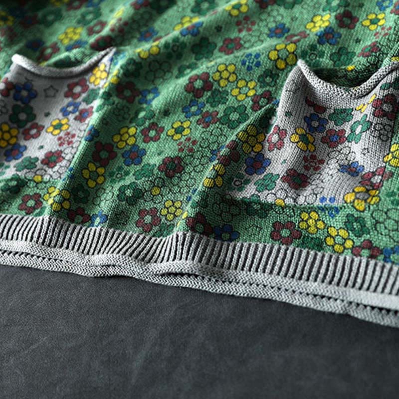 Pull à manches longues en coton pour femme, motif fleurs colorées tricotées avec Buddha Stones et poches - image 12