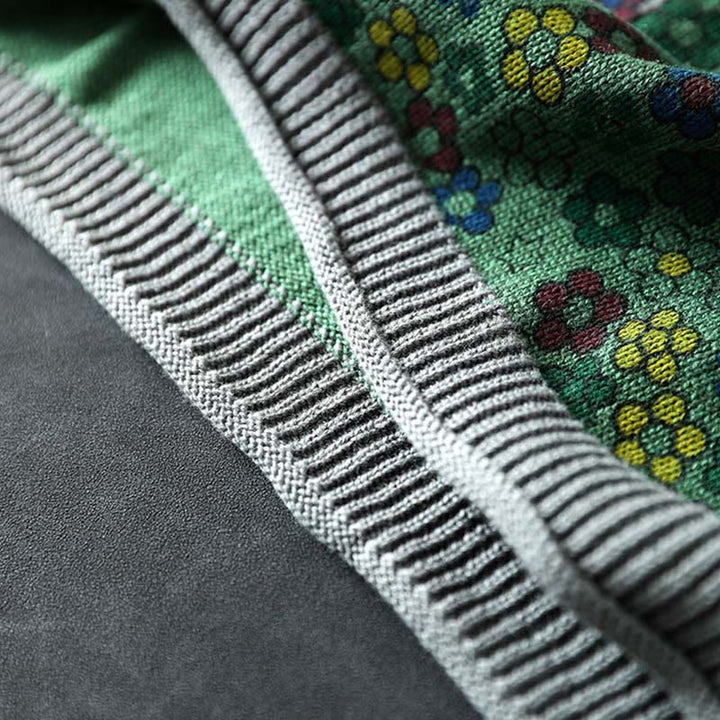 Pull à manches longues en coton pour femme, motif fleurs colorées tricotées avec Buddha Stones et poches - image 13