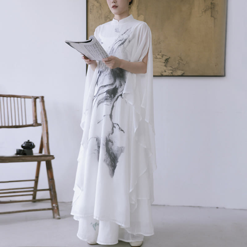 Robe midi de méditation pour femme, manches courtes, imprimé encre blanche, motif Buddha Stones - image 7