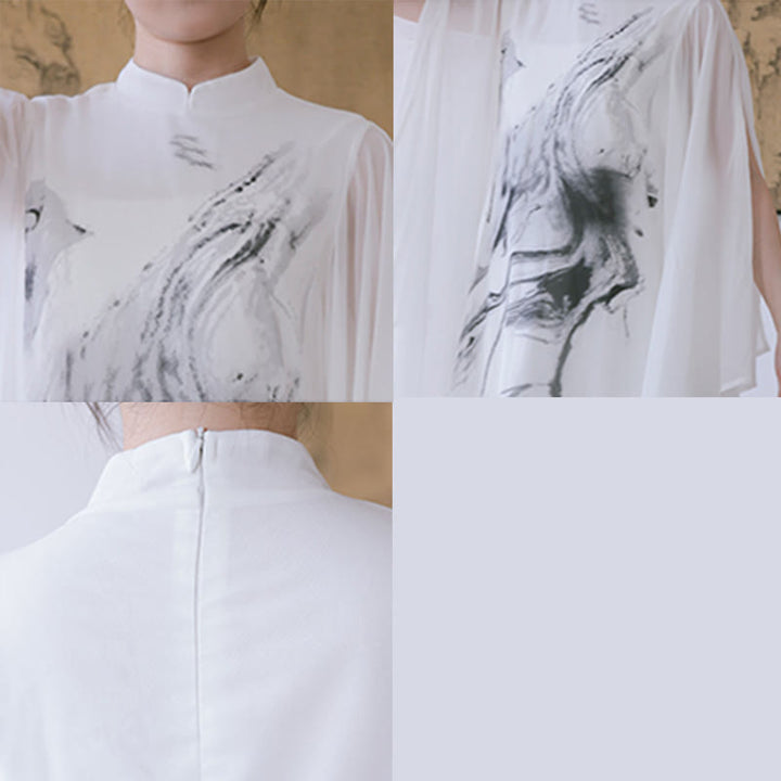 Robe midi de méditation pour femme, manches courtes, imprimé encre blanche, motif Buddha Stones - image 12