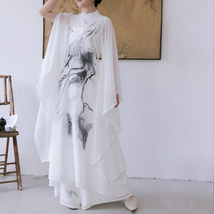 Robe midi de méditation pour femme, manches courtes, imprimé encre blanche, motif Buddha Stones - image 8