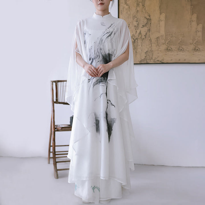 Robe midi de méditation pour femme, manches courtes, imprimé encre blanche, motif Buddha Stones - image 5