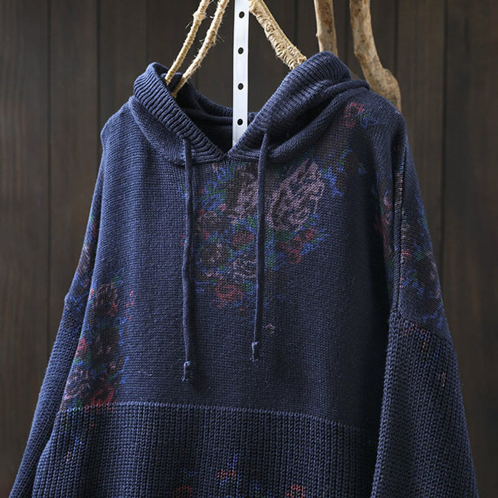 Pull à capuche à manches longues en maille florale Buddha Stones pour femme - image 21