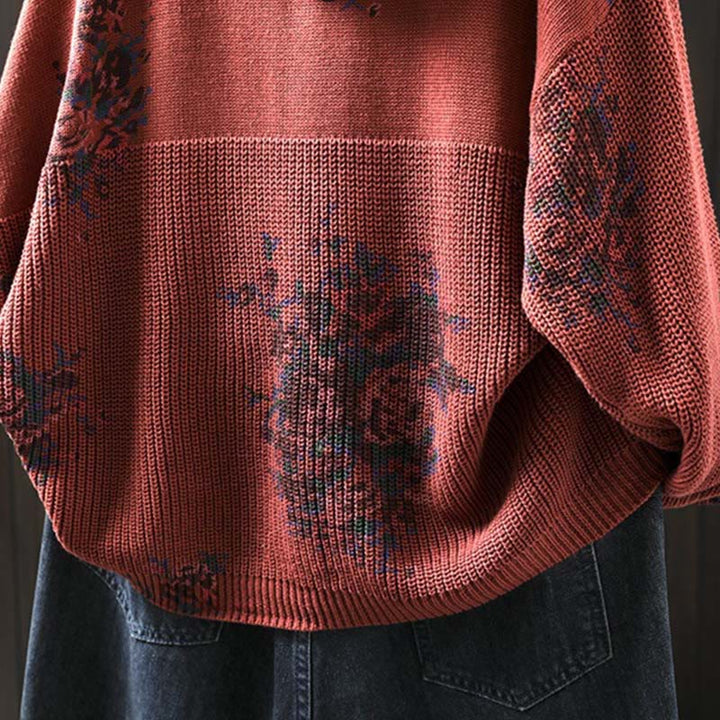 Pull à capuche à manches longues en maille florale Buddha Stones pour femme - image 9