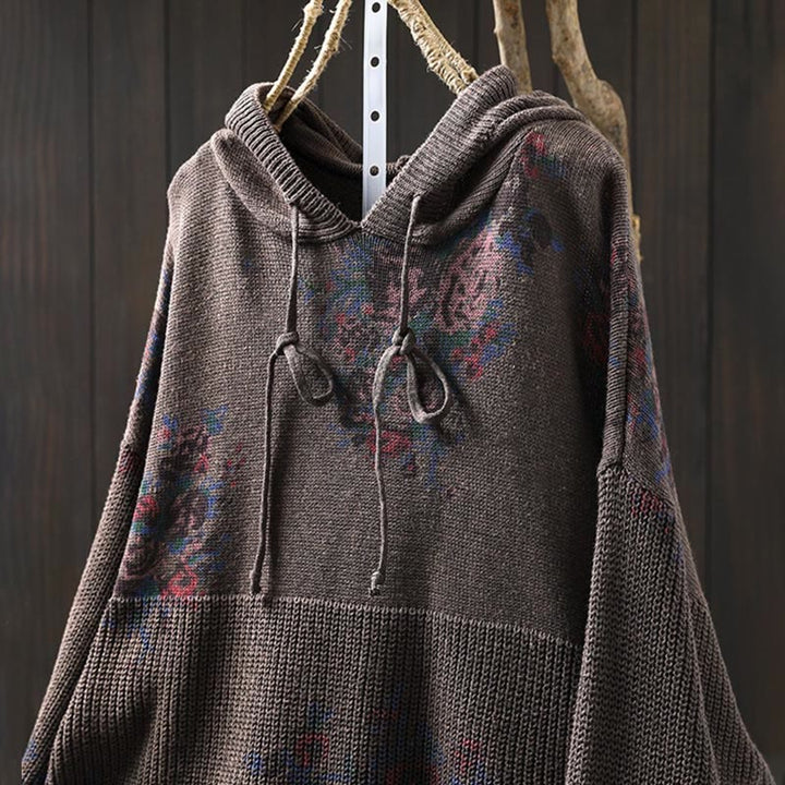 Pull à capuche à manches longues en maille florale Buddha Stones pour femme - image 23
