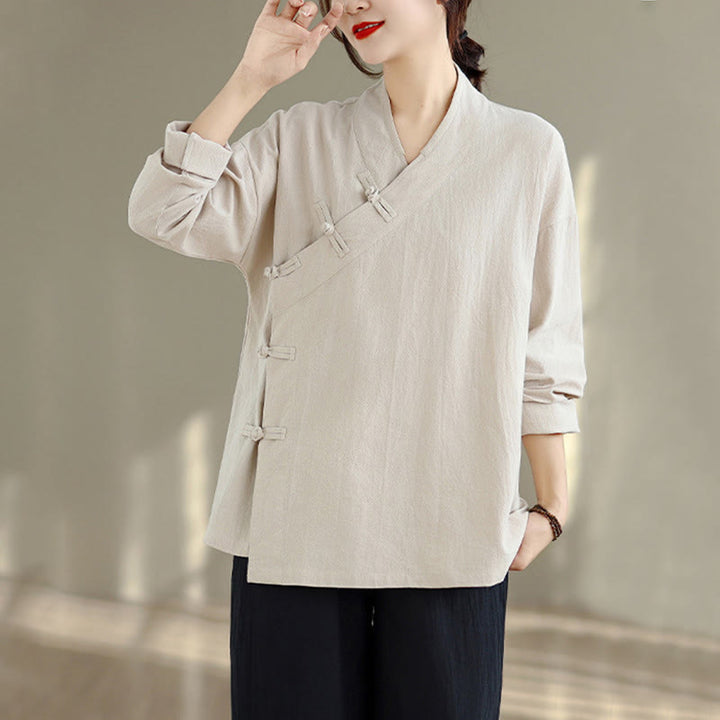 Ensemble de méditation zen pour femme, composé d'un t-shirt à manches longues et col en V et d'un pantalon large, inspiré des Buddha Stones. - image 5