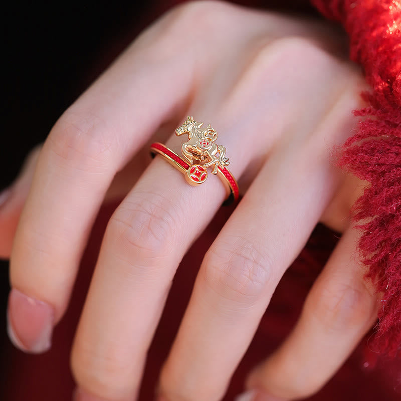Buddha Stones, fil de cuivre rouge, pièces de cuivre, année du Cheval, anneau d'ouverture - image 4