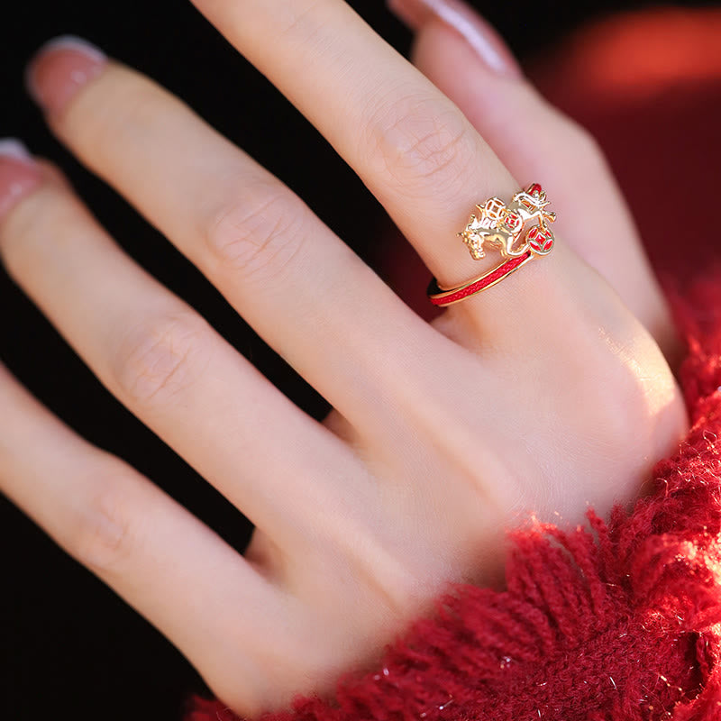 Buddha Stones, fil de cuivre rouge, pièces de cuivre, année du Cheval, anneau d'ouverture - image 8