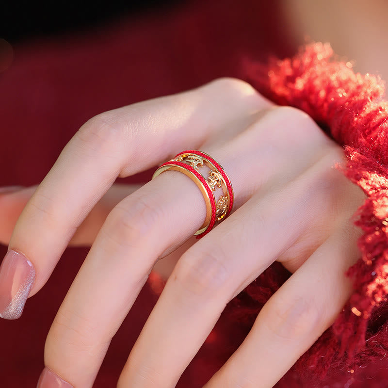 Bague d'ouverture en cuivre avec Buddha Stones, année dorée du Cheval, porte-bonheur et bénédiction. - image 9