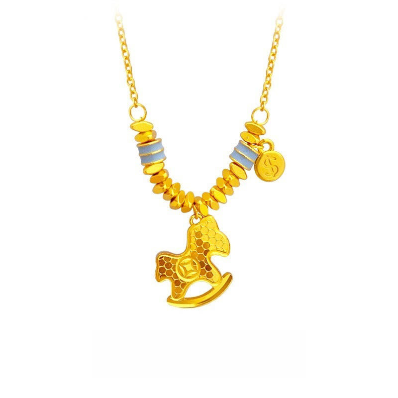 Collier pendentif en cuivre Buddha Stones, année dorée du Cheval, symbole d'équilibre et de chance, orné d'un pendentif en forme de pierre de Bouddha et de cuivre. - Cuivre - image 0