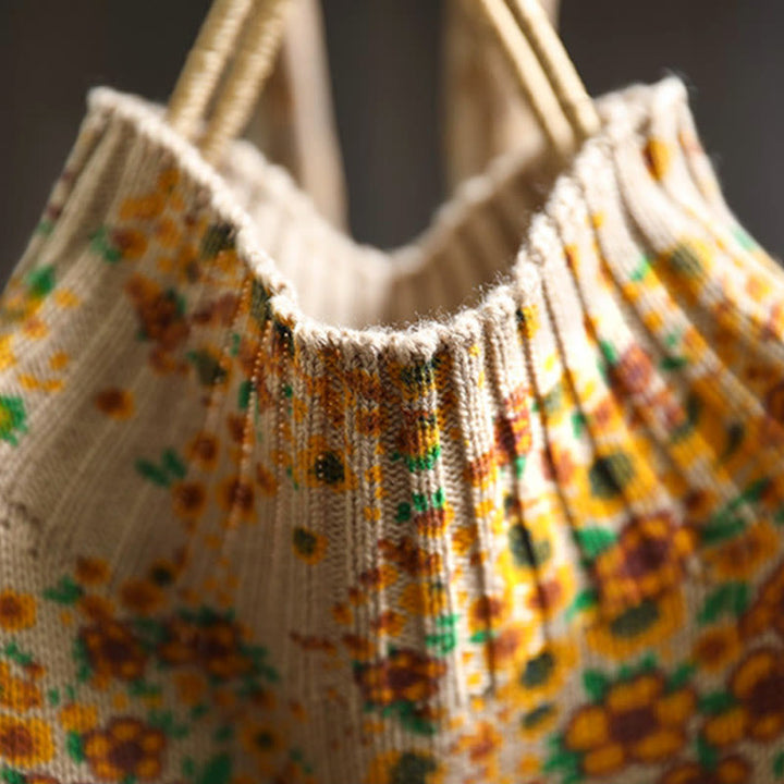 Pull à manches longues et col montant en coton tricoté à motif floral Buddha Stones pour femme - image 5