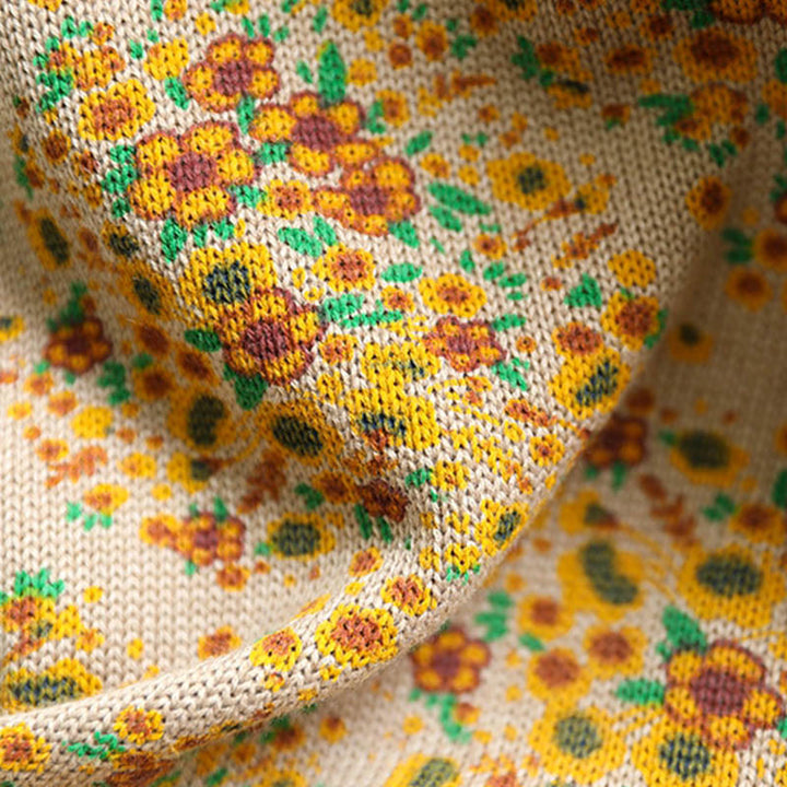 Pull à manches longues et col montant en coton tricoté à motif floral Buddha Stones pour femme - image 7