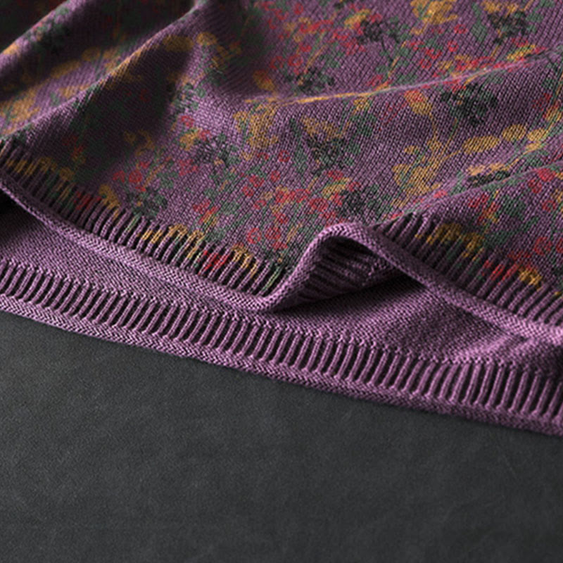 Pull en coton à manches longues et col montant pour femme, motif plantes et Buddha Stones - image 14