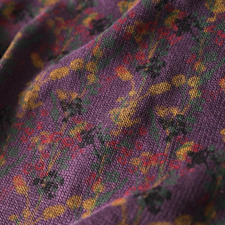 Pull en coton à manches longues et col montant pour femme, motif plantes et Buddha Stones - image 12