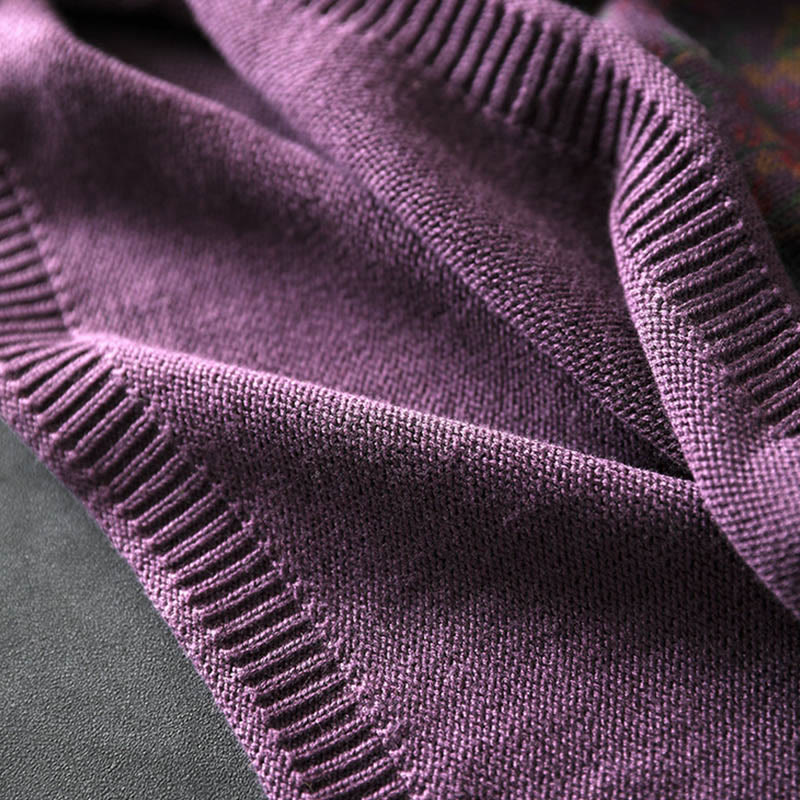 Pull en coton à manches longues et col montant pour femme, motif plantes et Buddha Stones - image 15