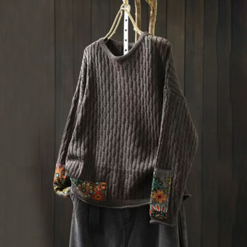 Pull femme à manches longues et col rond, motif patchwork d'hiver Buddha Stones - Gris terne - US4-12，UK/AU8-16，EU36-44 (F) - image 11