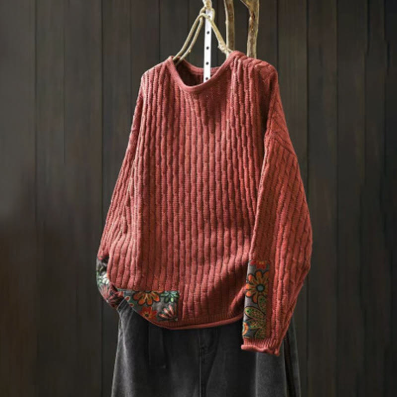 Pull femme à manches longues et col rond, motif patchwork d'hiver Buddha Stones - Tomate - US4-12，UK/AU8-16，EU36-44 (F) - image 9