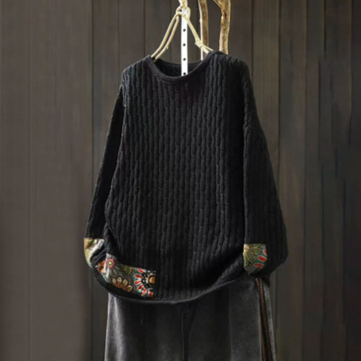 Pull femme à manches longues et col rond, motif patchwork d'hiver Buddha Stones - Noir - US4-12，UK/AU8-16，EU36-44 (F) - image 10