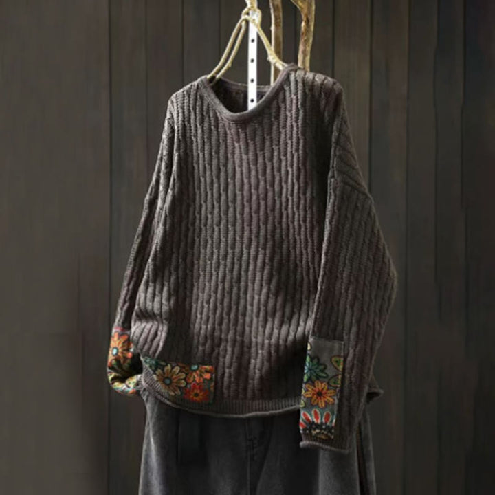 Pull femme à manches longues et col rond, motif patchwork d'hiver Buddha Stones - Gris sombre - US4-12，UK/AU8-16，EU36-44 (F) - image 11