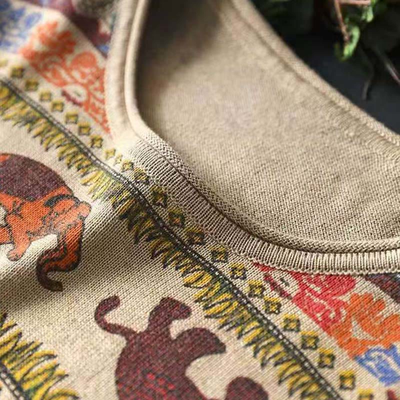 Pull à manches longues pour femme en coton tricoté, motif éléphant d'automne et Buddha Stones , avec poches - image 8