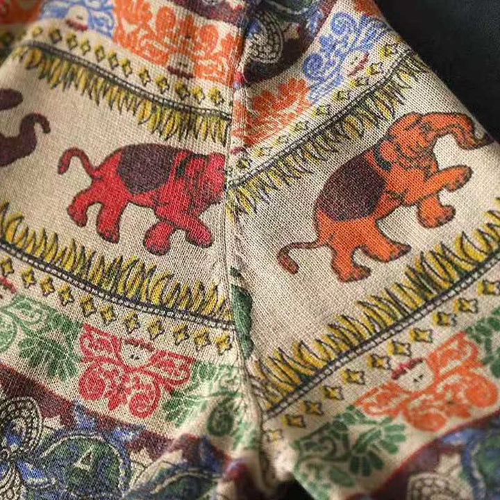 Pull à manches longues pour femme en coton tricoté, motif éléphant d'automne et Buddha Stones , avec poches - image 10