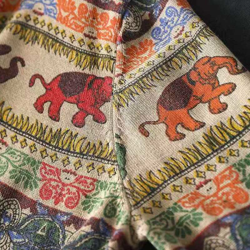 Pull à manches longues pour femme en coton tricoté, motif éléphant d'automne et Buddha Stones , avec poches - image 10