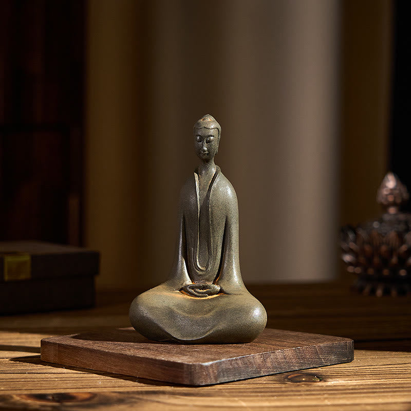 Statue de Buddha Stones Sakyamuni en résine moulée à la main en poudre de fer et rouille Décoration de la maison - image 3