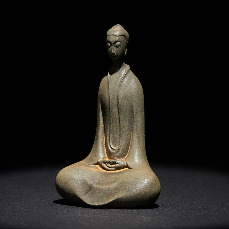 Statue de Buddha Stones Sakyamuni en résine moulée à la main en poudre de fer et rouille Décoration de la maison - image 1