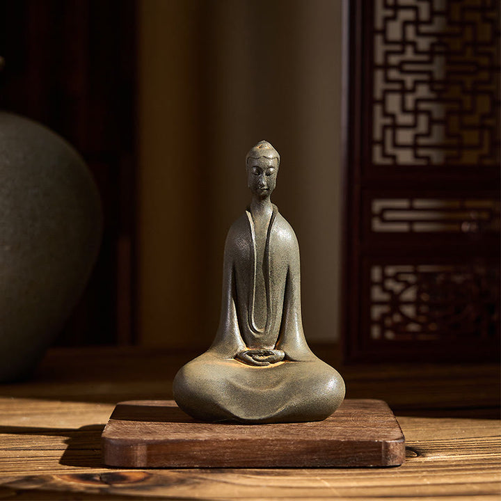 Statue de Buddha Stones Sakyamuni en résine moulée à la main en poudre de fer et rouille Décoration de la maison - image 4