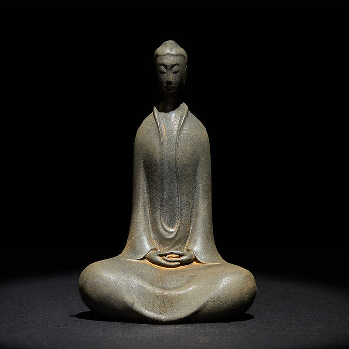 Statue de Buddha Stones Sakyamuni en résine moulée à la main en poudre de fer et rouille Décoration de la maison - Bouddha Sakyamuni rouille 11,5*7,4*4,5 cm - image 8