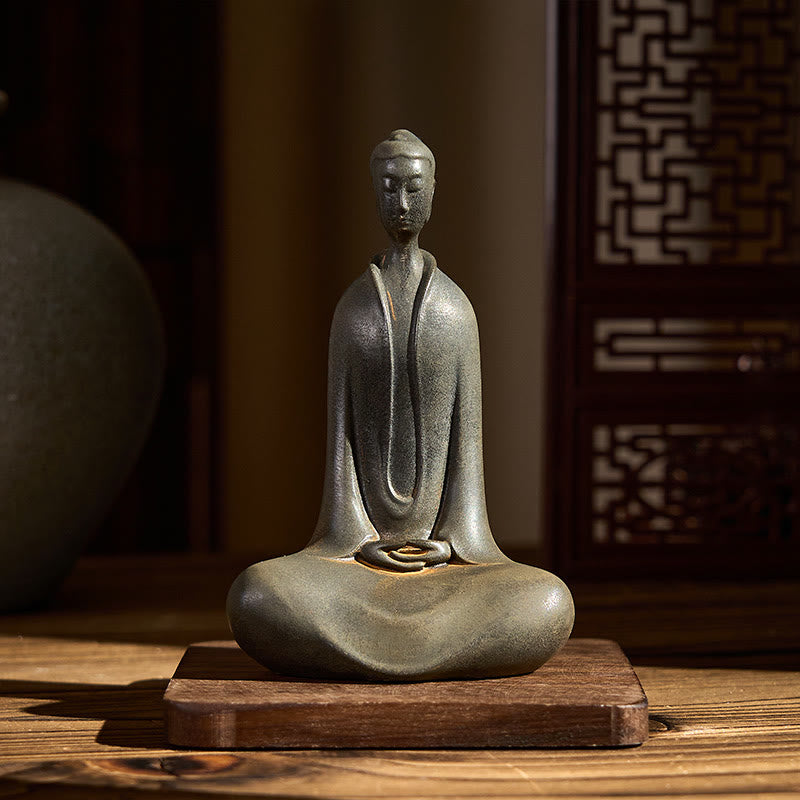 Statue de Buddha Stones Sakyamuni en résine moulée à la main en poudre de fer et rouille Décoration de la maison - image 9