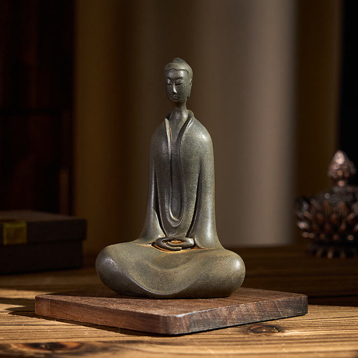 Statue de Buddha Stones Sakyamuni en résine moulée à la main en poudre de fer et rouille Décoration de la maison - image 10