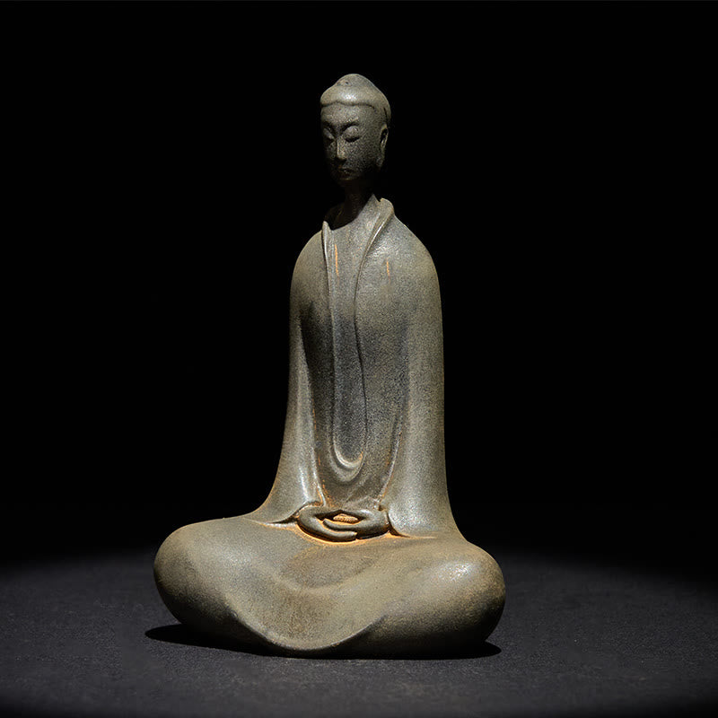 Statue de Buddha Stones Sakyamuni en résine moulée à la main en poudre de fer et rouille Décoration de la maison - image 11