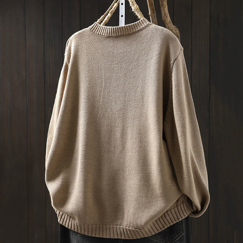 Gilet cardigan à manches longues pour femme en coton, orné de boutons colorés et tricoté uni avec des Buddha Stones - image 9