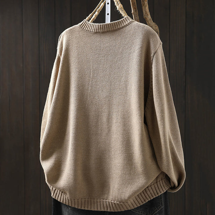 Gilet cardigan à manches longues pour femme en coton, orné de boutons colorés et tricoté uni avec des Buddha Stones - image 9