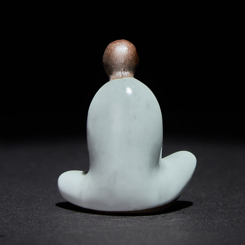 Buddha Stones Petite statue de Bouddha informe en céramique méditant, décoration zen pour la maison 4*2,5*5cm - image 2