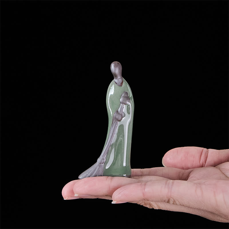Statuette en céramique de Bouddha en pierre, représentant un moine balayant, sans forme apparente, pour la décoration intérieure (3,5 x 1,5 x 7 cm). - image 5