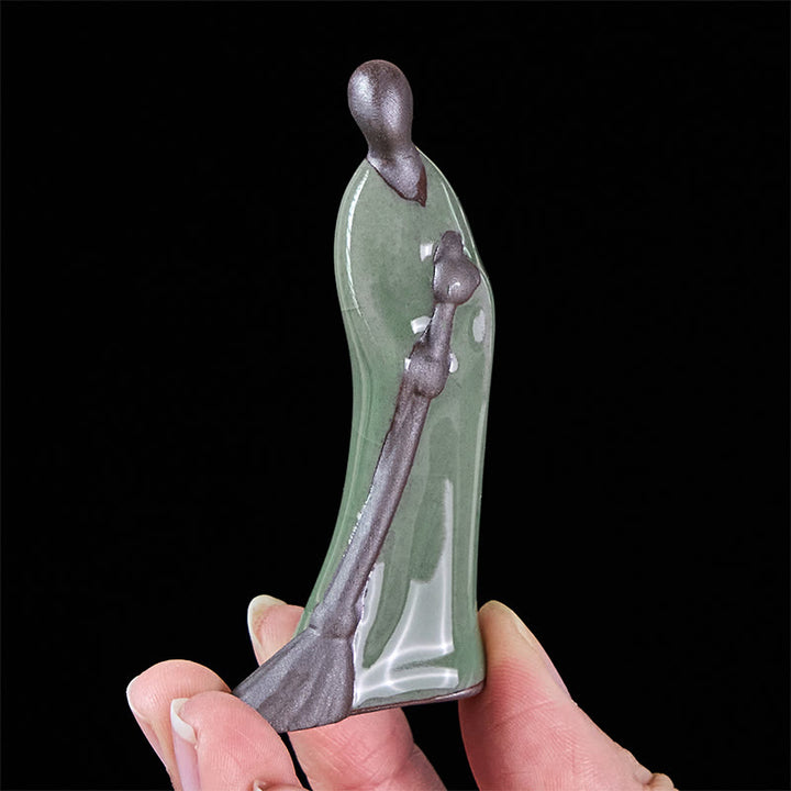 Statuette en céramique de Bouddha en pierre, représentant un moine balayant, sans forme apparente, pour la décoration intérieure (3,5 x 1,5 x 7 cm). - image 6