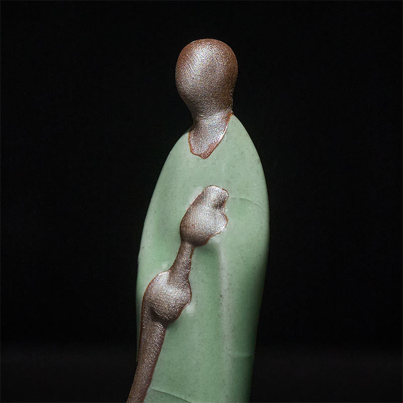 Statuette en céramique de Bouddha en pierre, représentant un moine balayant, sans forme apparente, pour la décoration intérieure (3,5 x 1,5 x 7 cm). - image 7