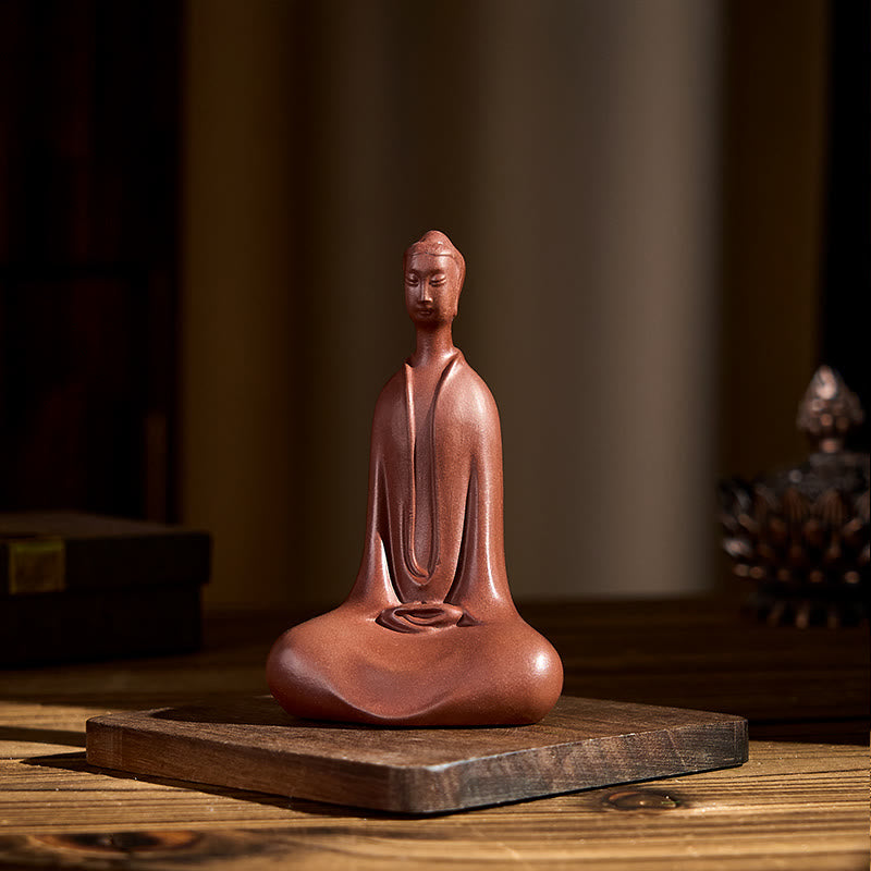 Buddha Stones Bouddha sans forme Argile violette Sérénité Décoration de bureau à domicile 5,7 x 9,6 cm - image 2