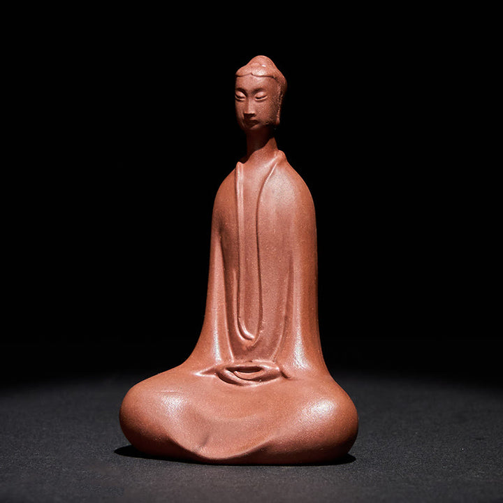 Buddha Stones Bouddha sans forme Argile violette Sérénité Décoration de bureau à domicile 5,7 x 9,6 cm - image 3