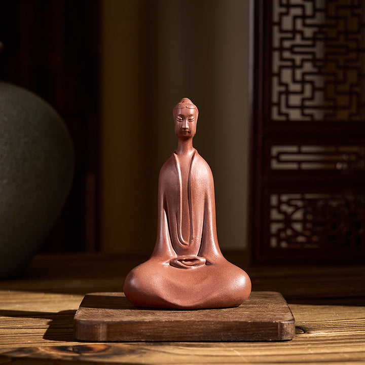 Buddha Stones Bouddha sans forme Argile violette Sérénité Décoration de bureau à domicile 5,7 x 9,6 cm - image 1