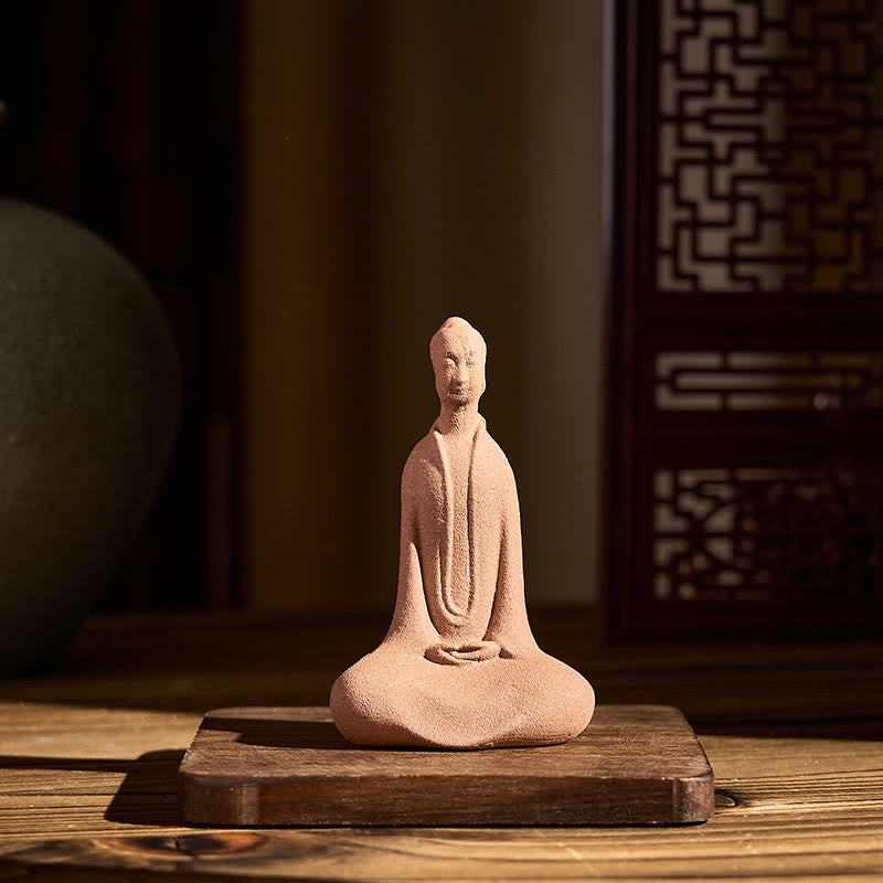 Buddha Stones en pierre, Bouddha assis en prière, en céramique, décoration zen pour la maison, 5 x 3 x 8,5 cm - image 4