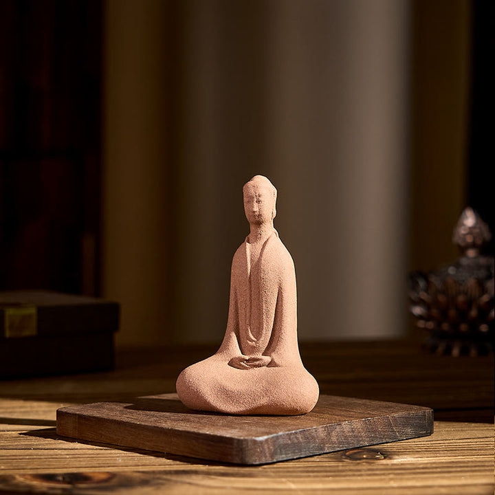 Buddha Stones en pierre, Bouddha assis en prière, en céramique, décoration zen pour la maison, 5 x 3 x 8,5 cm - image 5
