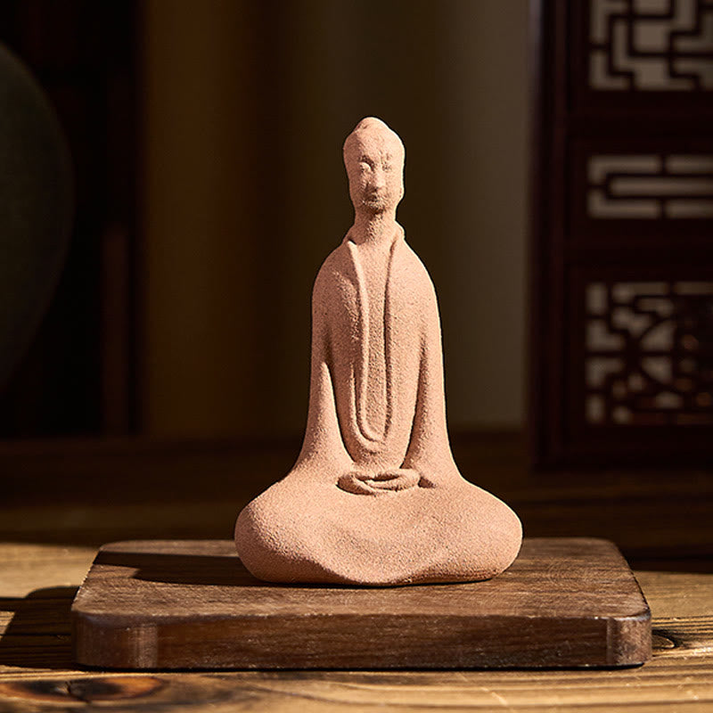 Buddha Stones en pierre, Bouddha assis en prière, en céramique, décoration zen pour la maison, 5 x 3 x 8,5 cm - image 1