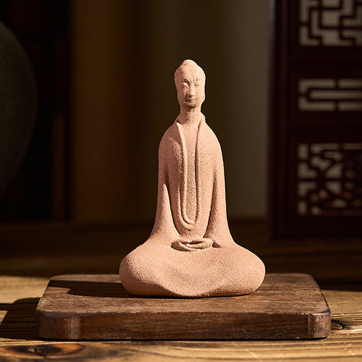 Buddha Stones en pierre, Bouddha assis en prière, en céramique, décoration zen pour la maison, 5 x 3 x 8,5 cm - image 1